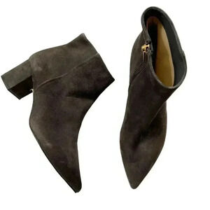 NEW L'AGENCE Jeanne Suede Block Heel Pointed Toe Bootie size 39 8.5